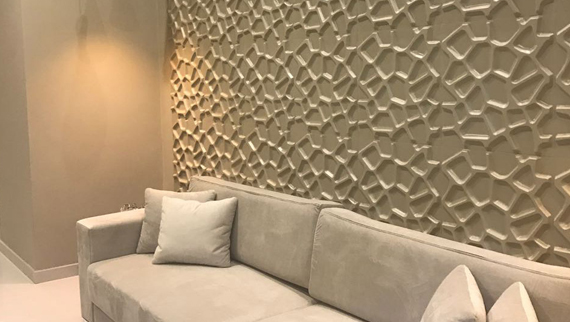 Revestimento em gesso aplicado em parede interna